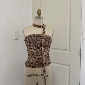 Zara Leopard Print Strapless Top with Matching Scarf